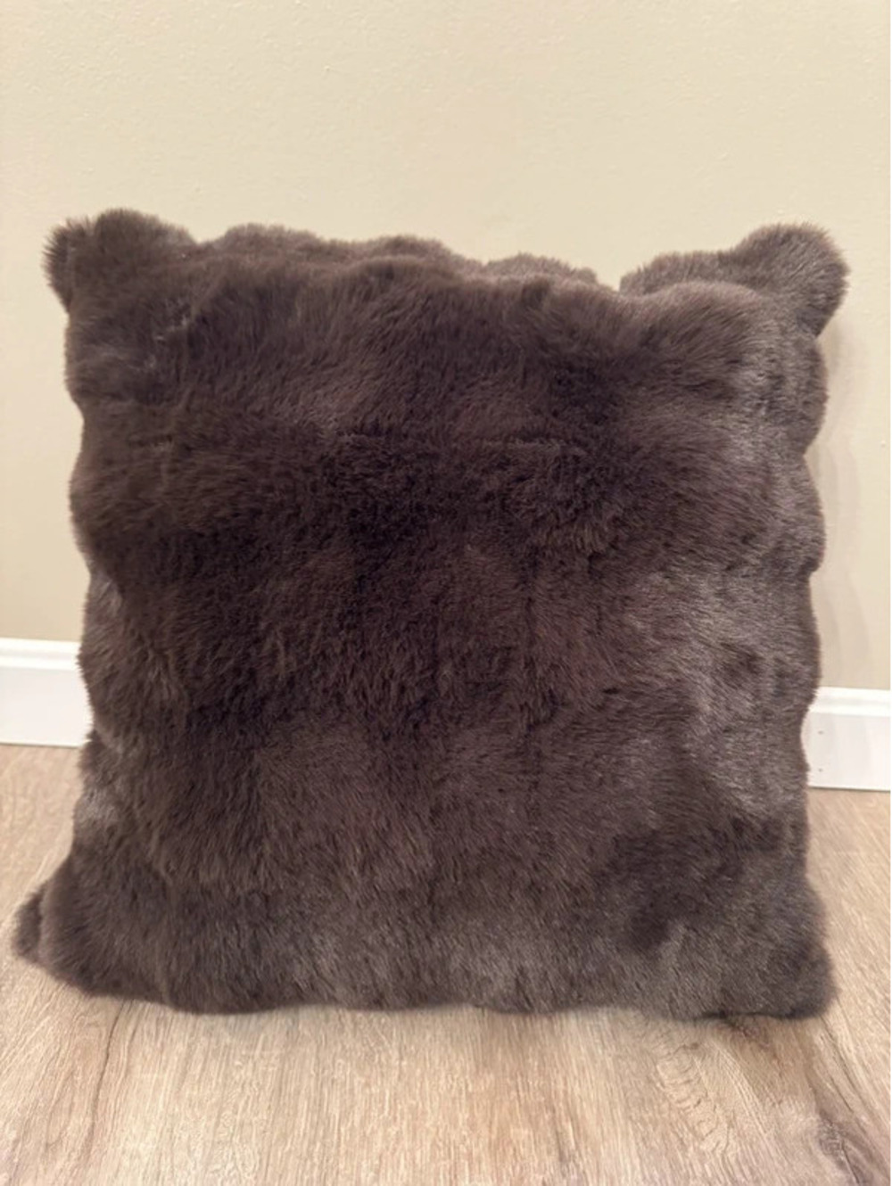 Crafted by Catherine 20x20 Chocolate Brown Faux Fur Pillow